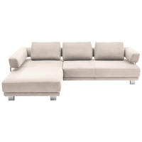 ECKSOFA Beige Chenille  - Chromfarben/Beige, Natur, Textil/Metall (214/297cm) - Valdera