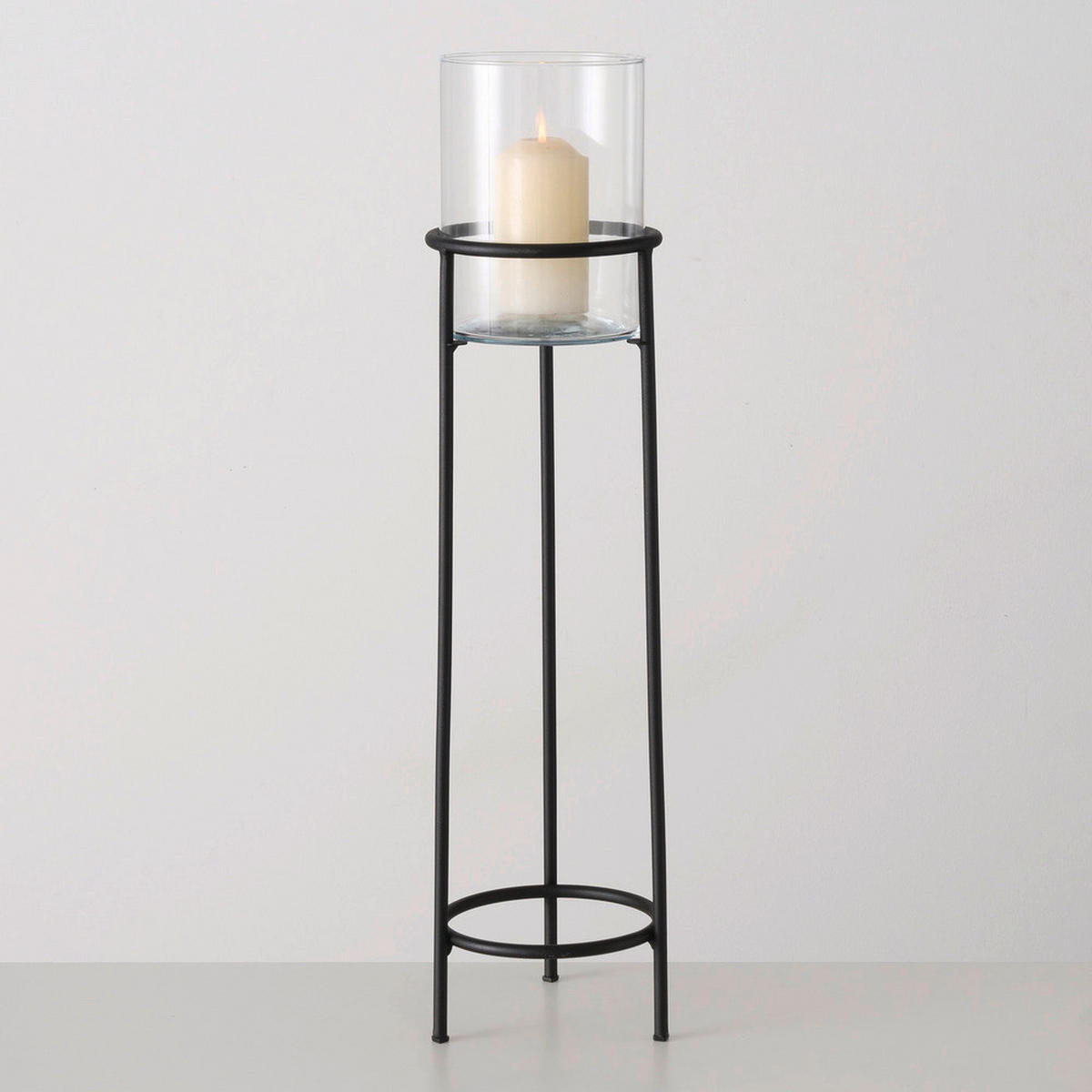 WINDLICHT Schwarz 20/73 cm  - Schwarz, Design, Glas/Metall (20/73cm) - Boltze Home