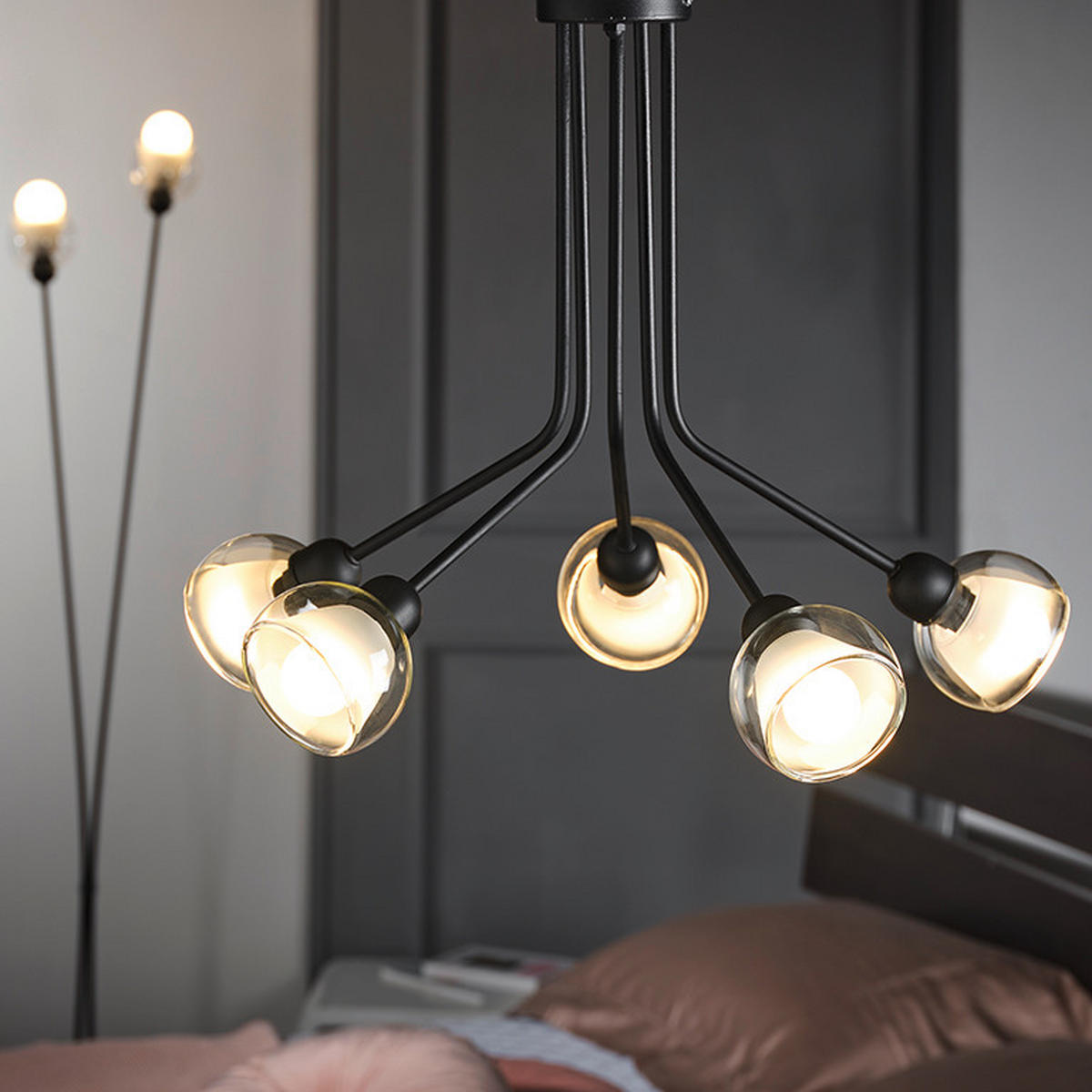 DECKENLEUCHTE 55/45 cm   - Schwarz, Basics, Metall (55/45cm)