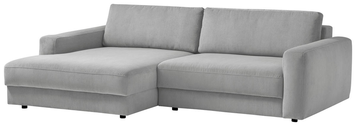 ECKSOFA in Cord Grau  - Schwarz/Grau, Modern, Textil (176/250cm) - Trendmanufaktur