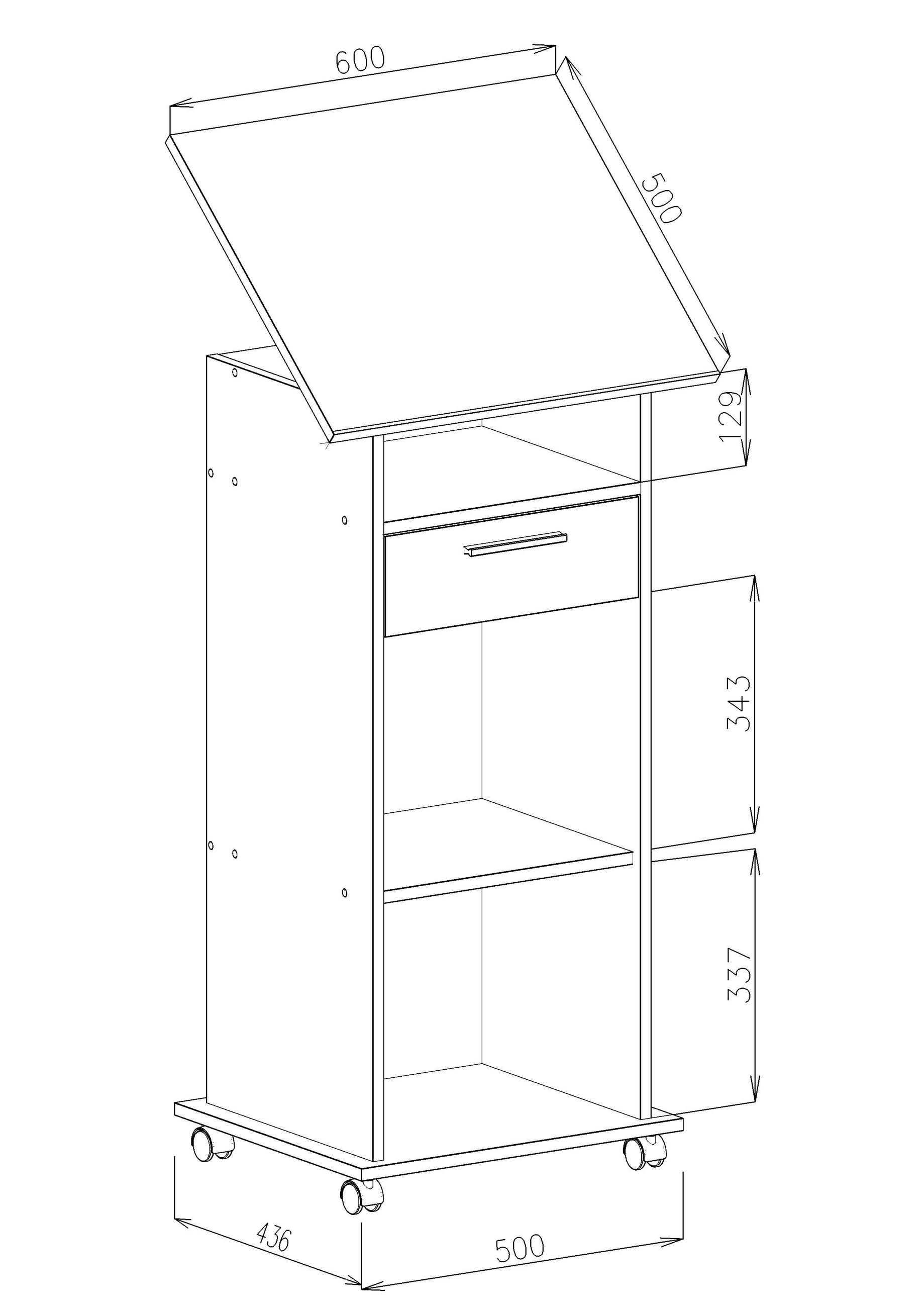 STEHPULT 60/50/108,3 cm  in Weiss  - Weiss, Modern, Holzwerkstoff (60/50/108,3cm) - MID.YOU