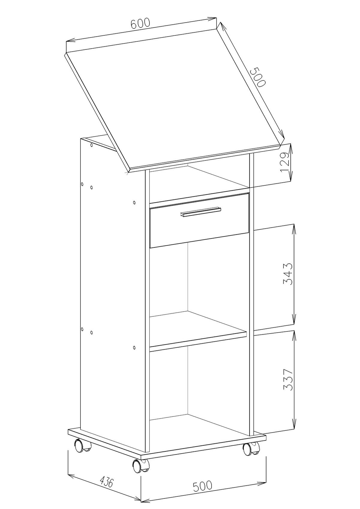 STEHPULT 60/50/108,3 cm  in Weiss  - Weiss, Modern, Holzwerkstoff (60/50/108,3cm) - MID.YOU