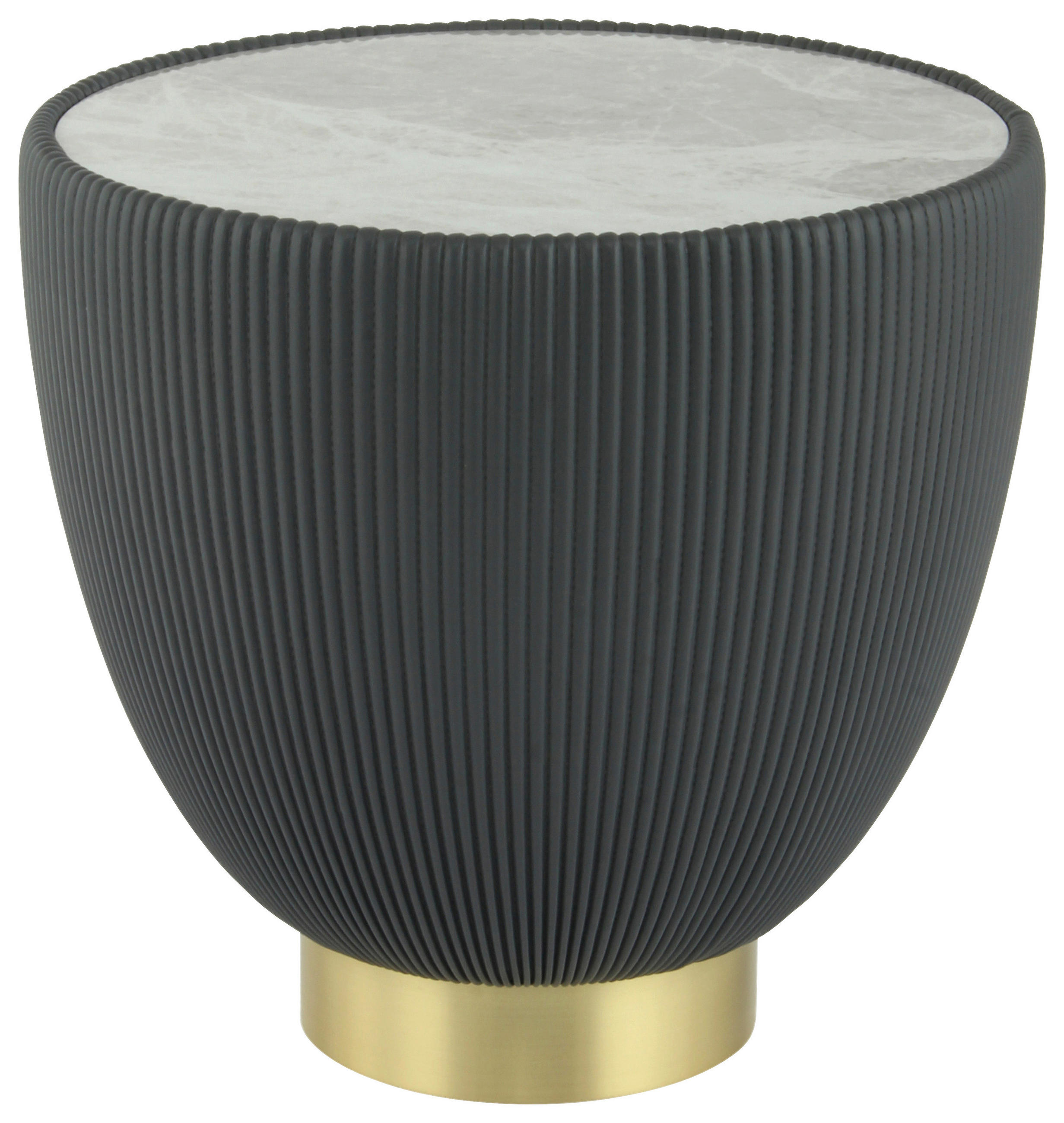 BEISTELLTISCH Metall, Textil, Stein  - Dunkelgrau/Goldfarben, Design, Textil/Stein (47/45cm) - Kayoom