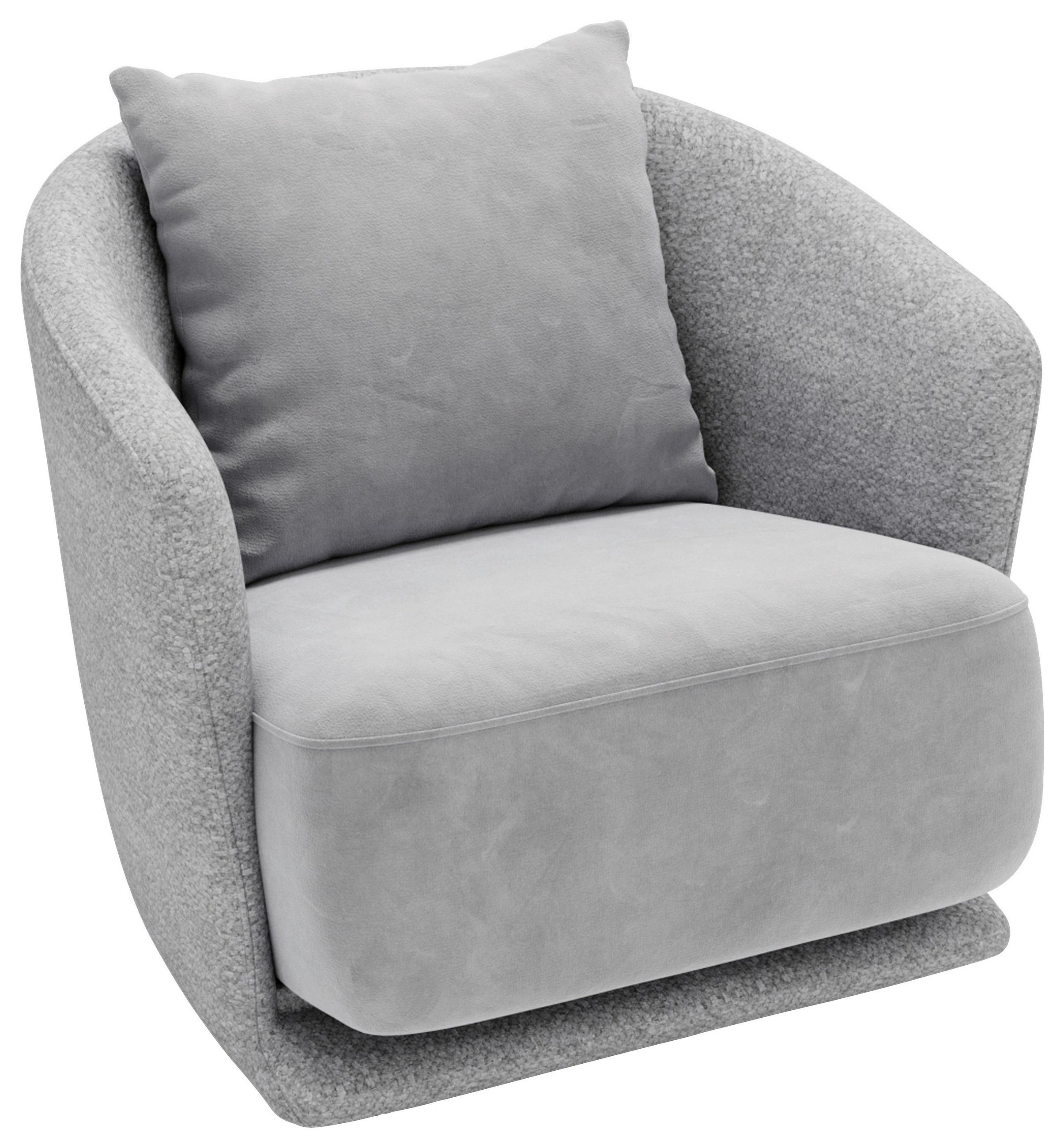 SESSEL in Plüsch, Bouclé Grau  - Schwarz/Grau, Design, Textil/Metall (83/80/75cm) - Livetastic