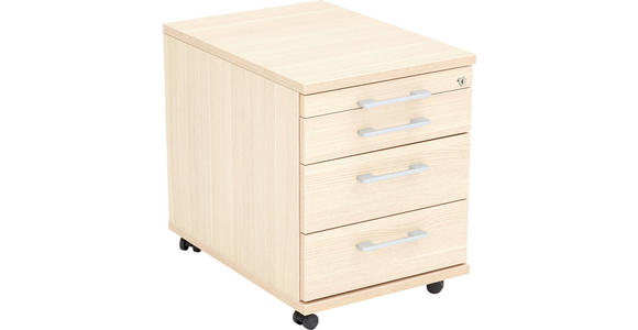 ROLLCONTAINER Eichefarben - Eichefarben/Alufarben, Design, Holzwerkstoff/Kunststoff (43,2/53,8/57,7cm) - Moderano