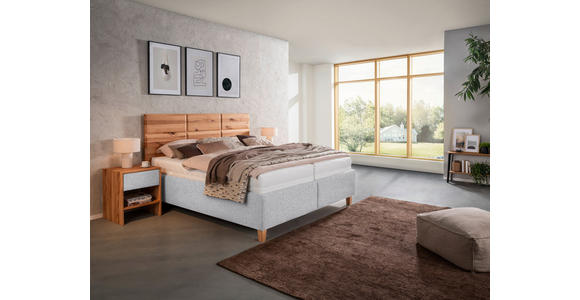 POLSTERBETT Matratze, Lattenrost, Bettkasten Buchefarben, Greige 180/200 cm  - Greige/Buchefarben, Design, Holz/Textil (180/200cm) - Valnatura