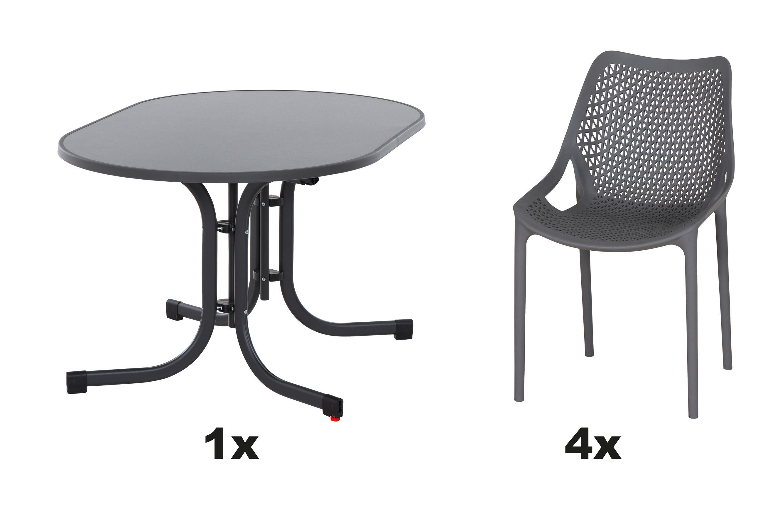 GARTENGARNITUR 5-teilig  - Anthrazit/Grau, Basics, Holzwerkstoff/Kunststoff (90/81/138cm) - Siena Garden