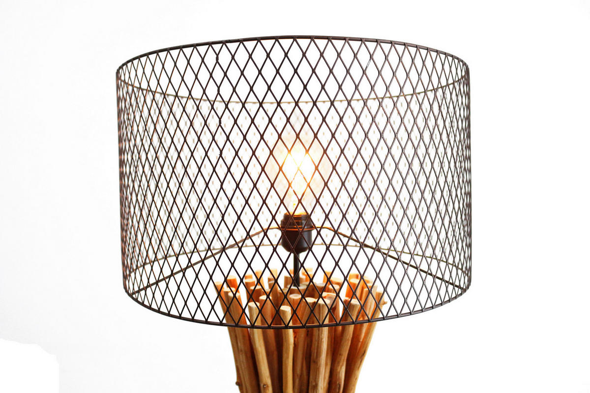 STEHLEUCHTE  35/149/35 cm   - Schwarz/Naturfarben, Design, Holz/Metall (35/149/35cm) - P & B