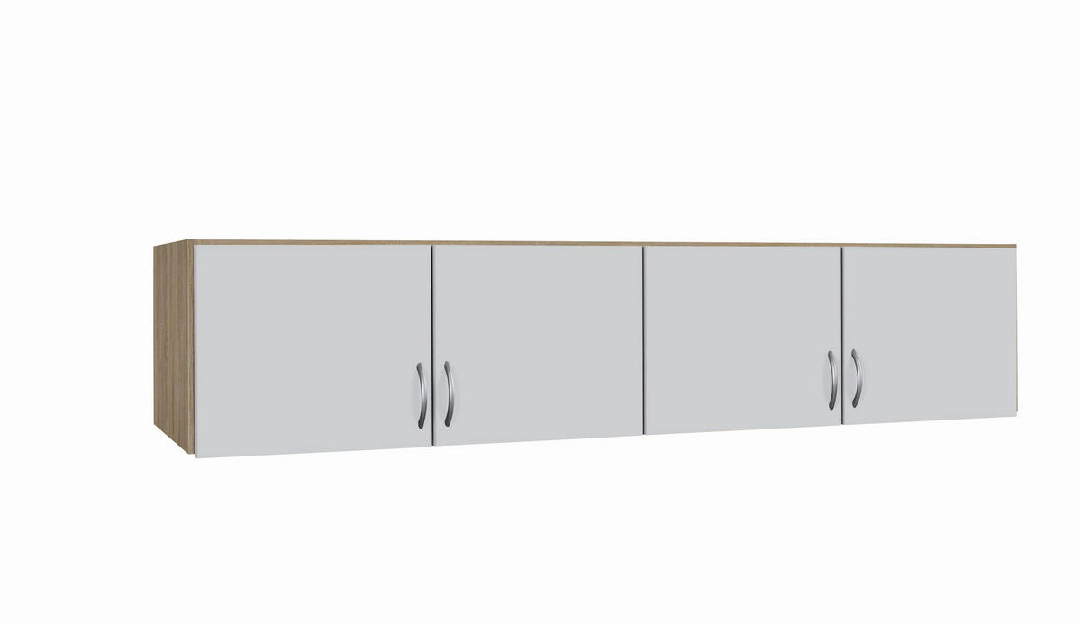 AUFSATZSCHRANK 181/39/54 cm   - Weiss/Silberfarben, Design, Holzwerkstoff/Kunststoff (181/39/54cm) - Boxxx