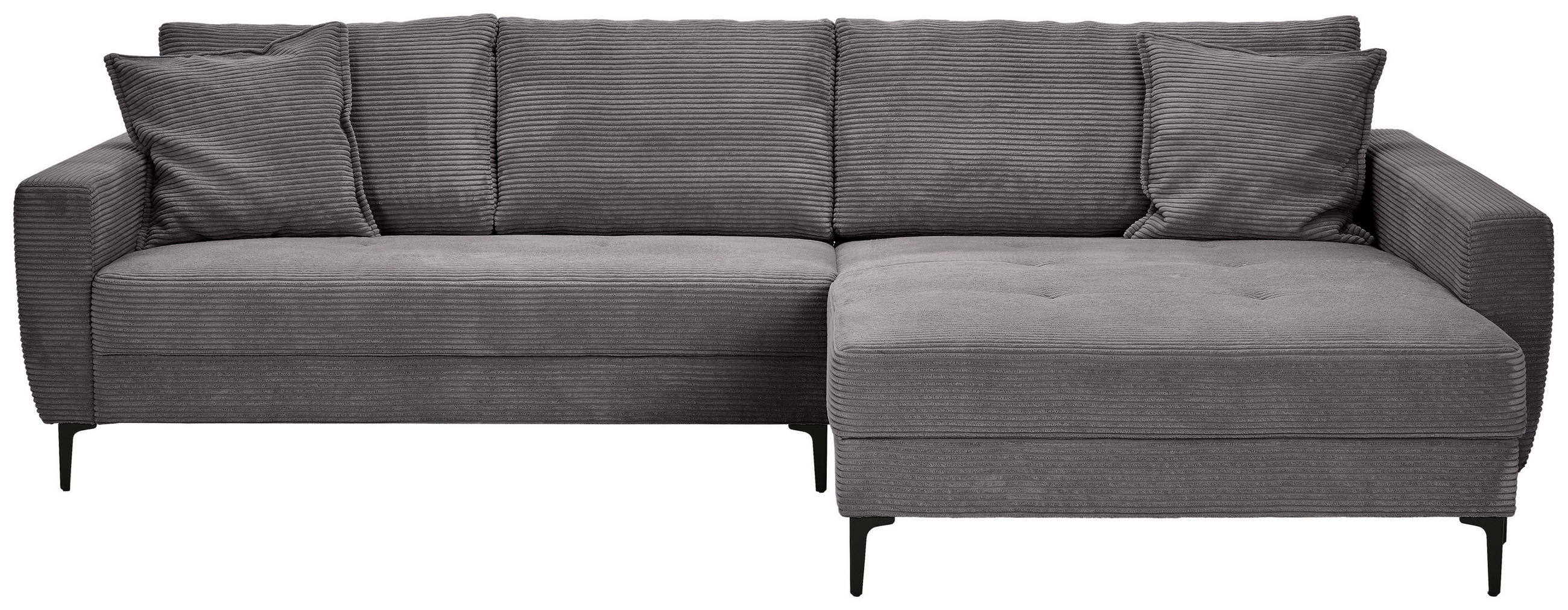 ECKSOFA Dunkelgrau Cord Zierkissen  - Dunkelgrau/Schwarz, Design, Textil/Metall (283/174cm) - Xora