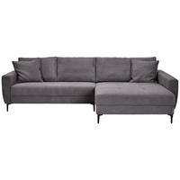 ECKSOFA Dunkelgrau Cord Zierkissen  - Dunkelgrau/Schwarz, Design, Textil/Metall (283/174cm) - Xora