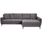 ECKSOFA Dunkelgrau Cord Zierkissen  - Dunkelgrau/Schwarz, Design, Textil/Metall (283/174cm) - Xora