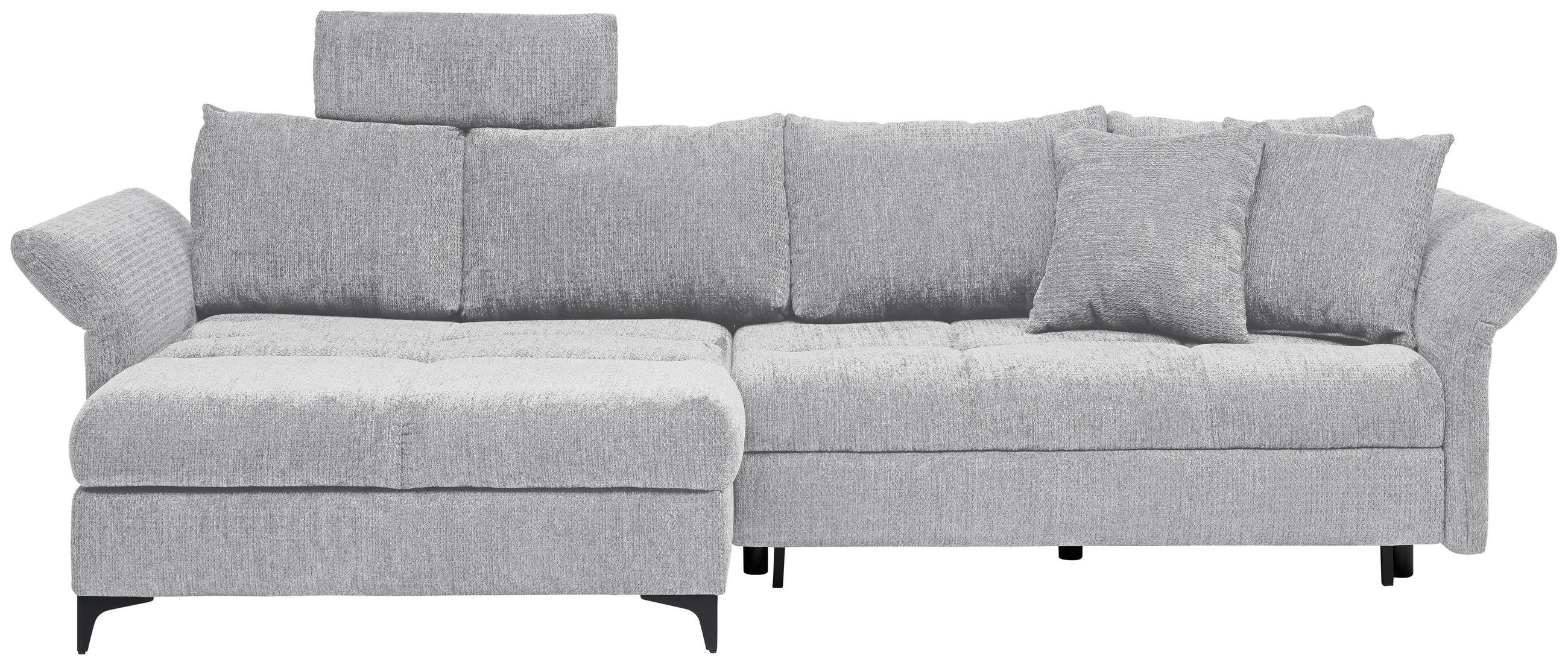 ECKSOFA Grau Chenille  - Schwarz/Grau, KONVENTIONELL, Textil/Metall (291/153cm) - Hom`in
