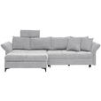 ECKSOFA Grau Chenille  - Schwarz/Grau, KONVENTIONELL, Textil/Metall (291/153cm) - Hom`in