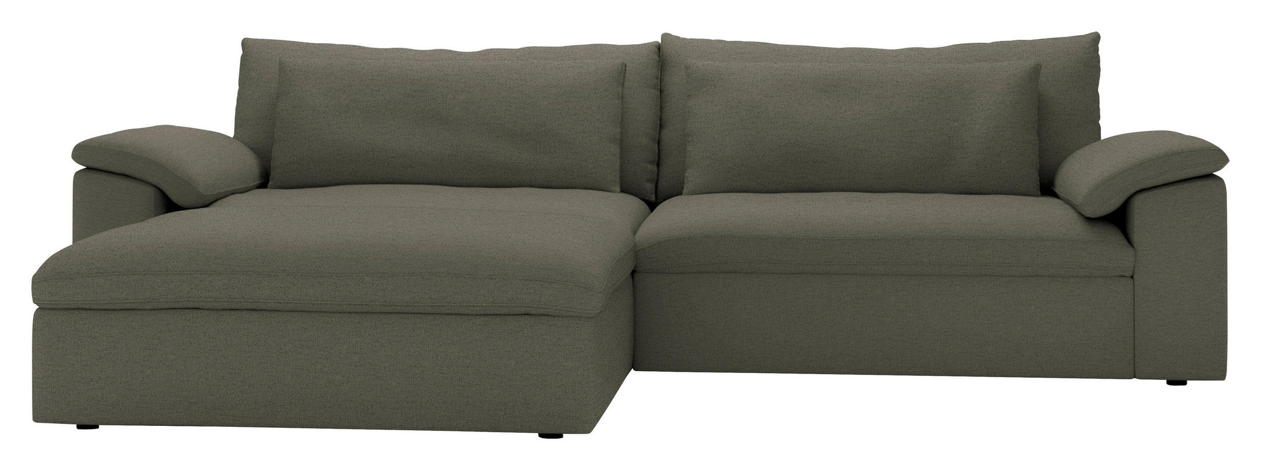 ECKSOFA Flachgewebe Grau  - Schwarz/Grau, Modern, Kunststoff/Textil (198/306cm) - Carryhome