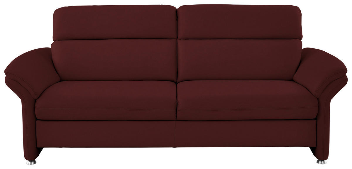3-SITZER-SOFA in Echtleder Brombeere  - Brombeere/Alufarben, Konventionell, Leder/Metall (228/96/92cm) - Beldomo Premium
