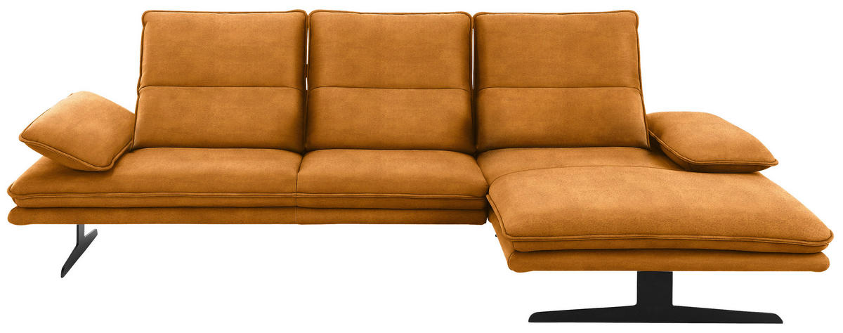 ECKSOFA  in Mikrofaser Orange  291/164 cm  - Schwarz/Orange, Design, Textil/Metall (291/164cm) - Chilliano