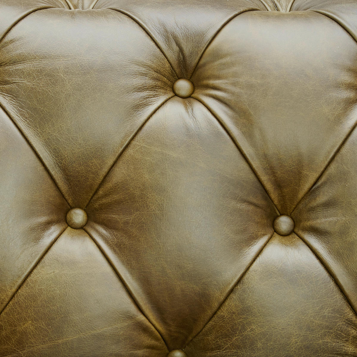 CHESTERFIELD-SOFA  in Echtleder Grün  - Schwarz/Grün, LIFESTYLE, Leder/Holz (220/77/91cm) - Ambia Home