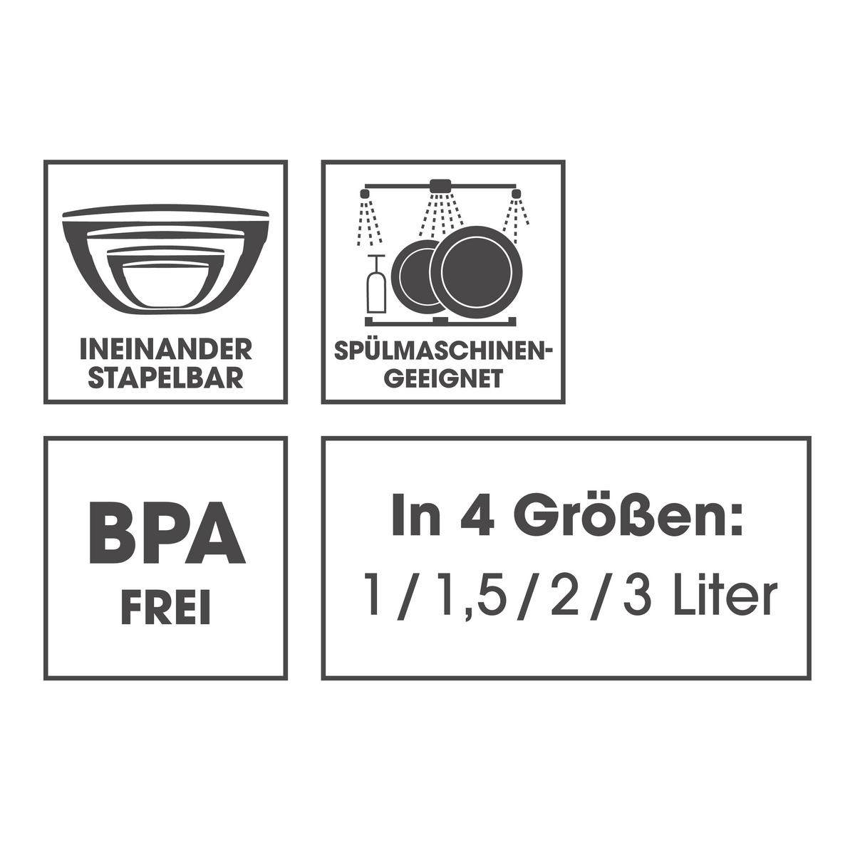 SCHÜSSELSET GOURMETmaxx 4-teilig  - Grau, Basics, Kunststoff (21/15/21cm) - GOURMETMAXX