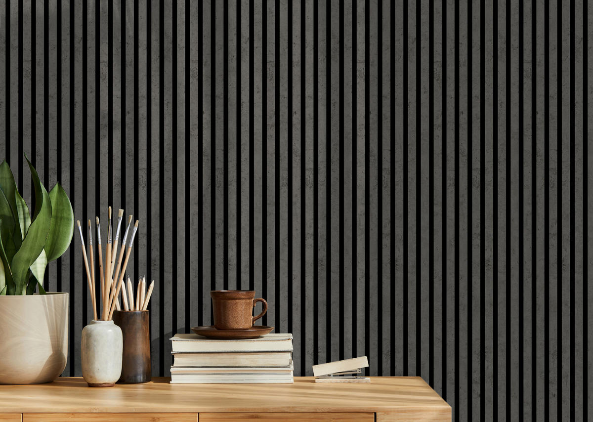 AKUSTIKPANEEL Beton Dunkel 3-seitig  foliert 57.25/1.9/267 cm  - Grau, KONVENTIONELL, Holzwerkstoff/Textil (57.25/1.9/267cm)