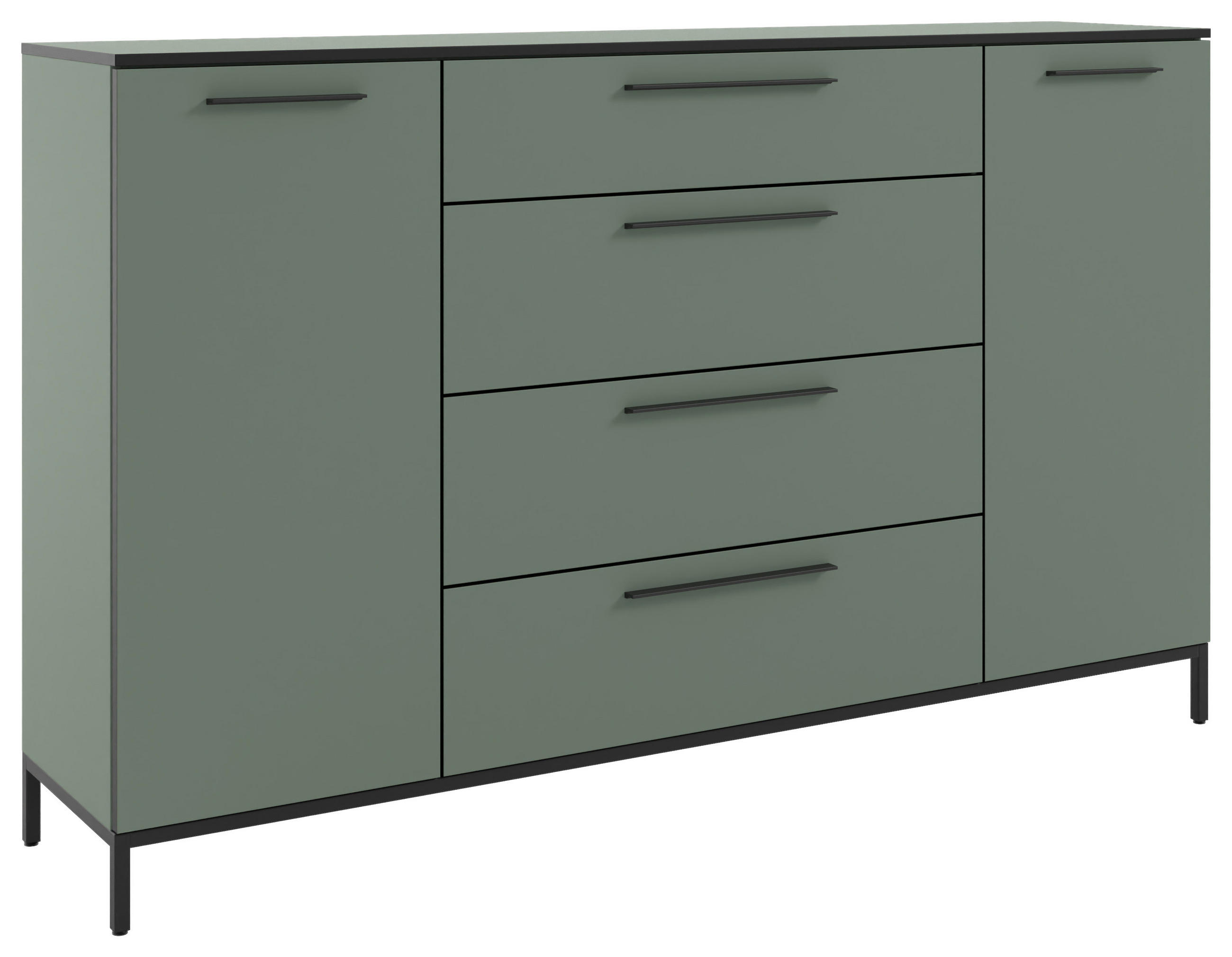 SIDEBOARD Soul  in 180/111/40 cm  - Schilfgrün/Schwarz, MODERN, Holzwerkstoff/Metall (180/111/40cm)