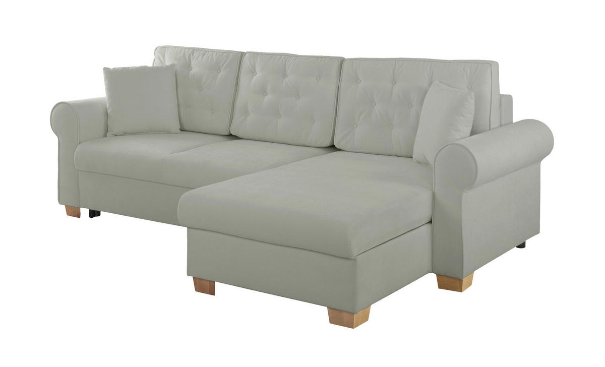 ECKSOFA in Grau  - Buchefarben/Grau, Design, Holz/Textil (266/161cm) - MID.YOU