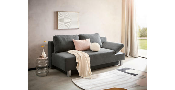 SCHLAFSOFA Melody in Flachgewebe Dunkelgrau  - Chromfarben/Dunkelgrau, Design, Holz/Textil (205/77-93/99cm) - Novel