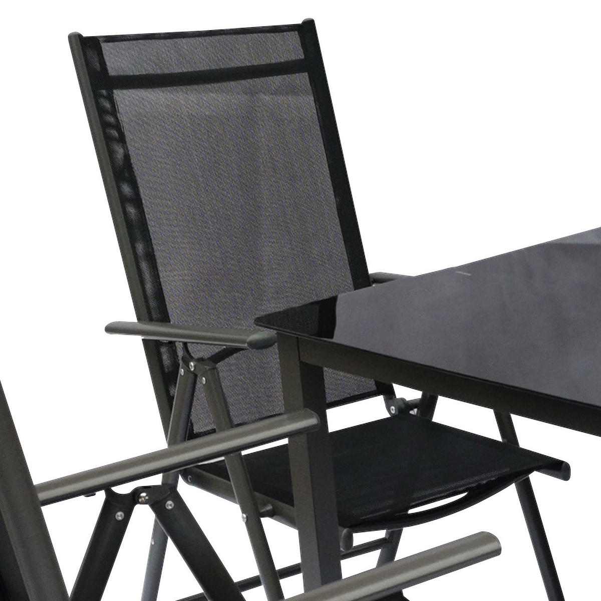 GARTENGARNITUR 5-teilig Aluminium  - Schwarz, Basics, Metall (80/73/80cm) - MID.YOU