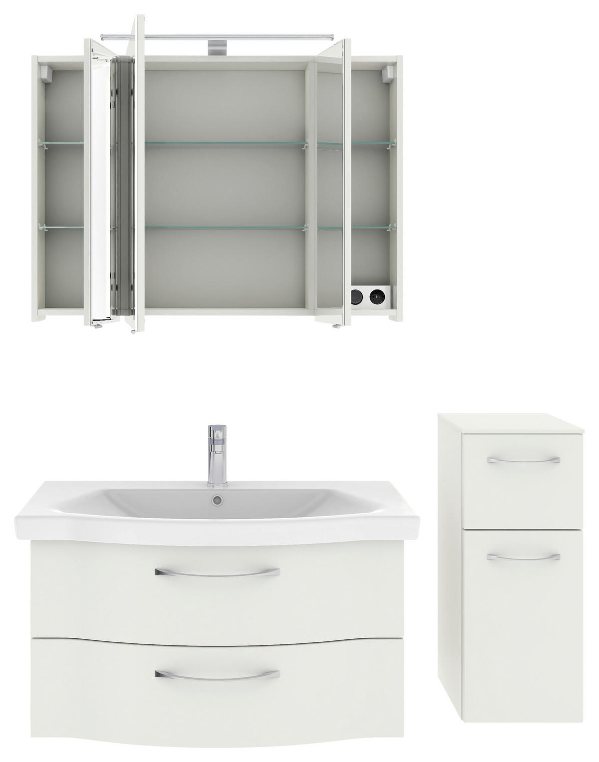 BADEZIMMER 4-teilig  in 128 cm  - Chromfarben/Weiß Hochglanz, KONVENTIONELL, Glas/Keramik (128cm) - Pelipal