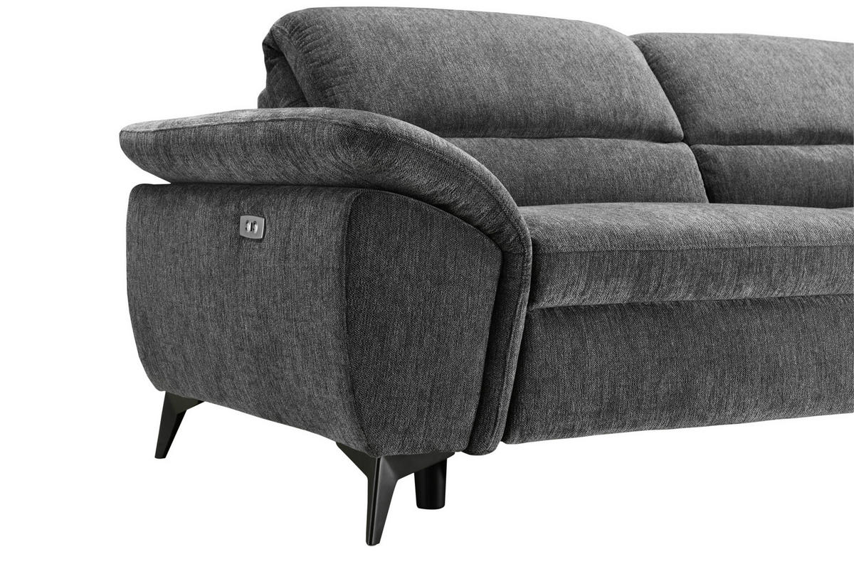 2-SITZER-SOFA in Mikrofaser Dunkelgrau  - Dunkelgrau/Schwarz, Design, Textil/Metall (222cm) - Livetastic