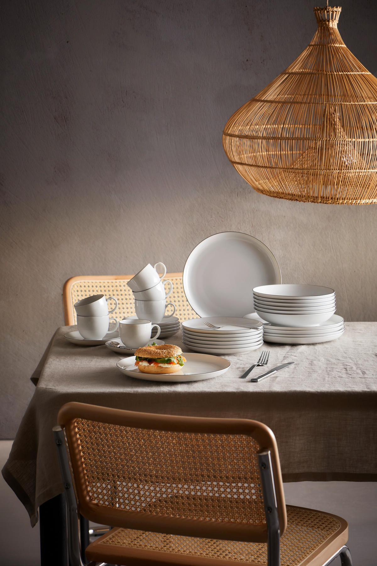 KOMBINOVANÝ SERVIS, 30-dielne, porcelán - čierna/biela, Basics, keramika - Seltmann Weiden