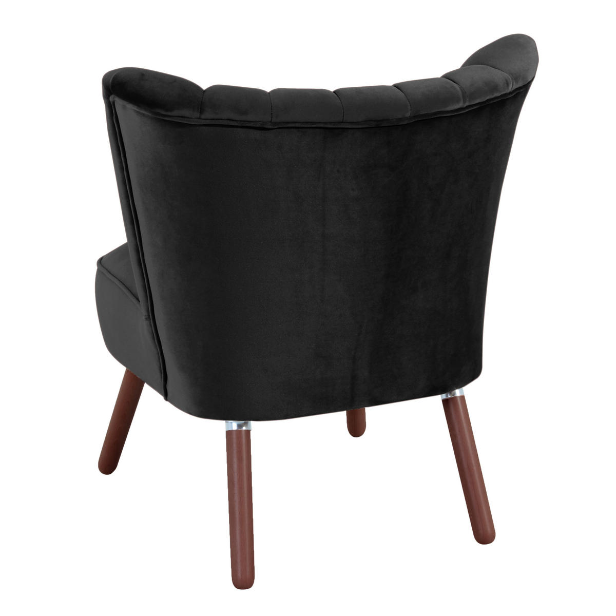 SESSEL Samt, Velours Schwarz, Nussbaumfarben    - Nussbaumfarben/Schwarz, Design, Holz/Textil (70/80/66cm) - Max Winzer