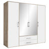 KLEIDERSCHRANK 206/195/60 cm 4-türig Weiß, Alufarben, Eiche San Remo  - Alufarben/Weiß, KONVENTIONELL, Glas/Holzwerkstoff (206/195/60cm) - Boxxx