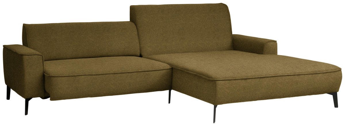 ECKSOFA in Flachgewebe Khaki  285/190 cm  - Khaki/Schwarz, Design, Textil/Metall (285/190cm) - Johann Jakob