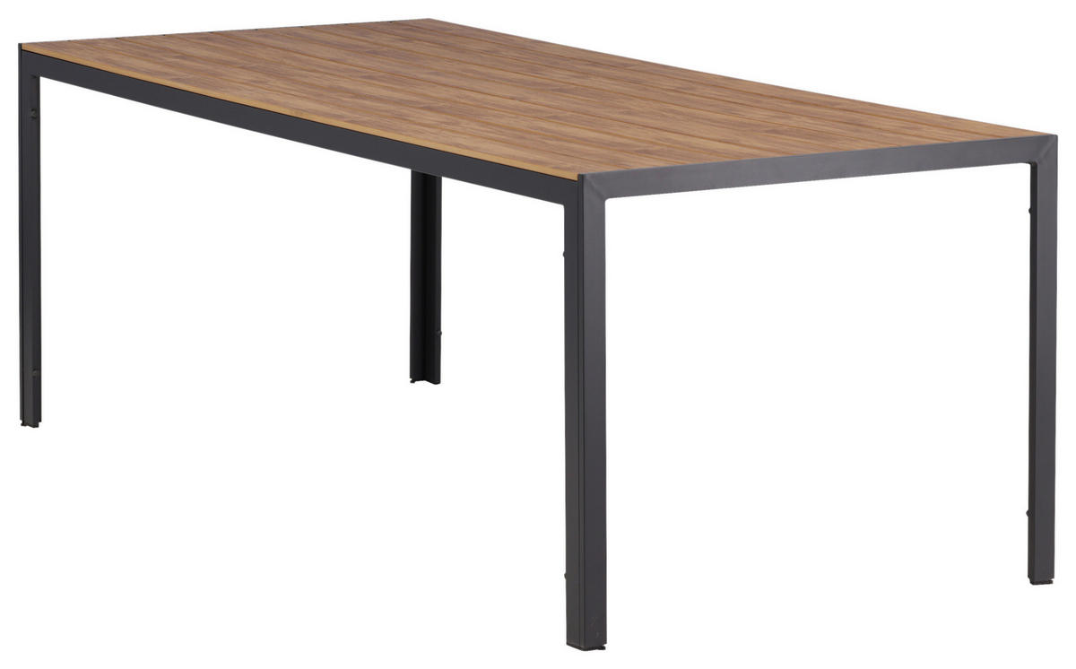 GARTENTISCH 205/90/74 cm  - Schwarz/Naturfarben, KONVENTIONELL, Holz/Metall (205/90/74cm) - Gardenson