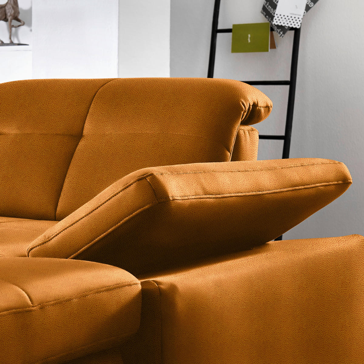 ECKSOFA  in Flachgewebe Currygelb  195/309 cm  - Chromfarben/Currygelb, Design, Textil (195/309cm) - Beldomo Style