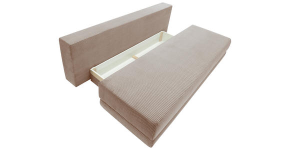 SCHLAFSOFA Cord Taupe Rückenkissen, Armlehnenkissen, Bettkasten, Schlaffunktion, Rücken echt, Liegefläche im Originalstoff  - Taupe/Schwarz, KONVENTIONELL, Holz/Textil (196/96/103cm) - Carryhome