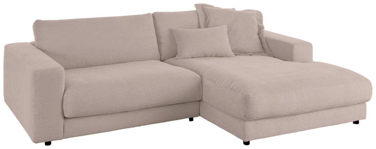 ECKSOFA in Cord Taupe  - Taupe/Schwarz, Design, Kunststoff/Textil (270/190cm) - Lomoco