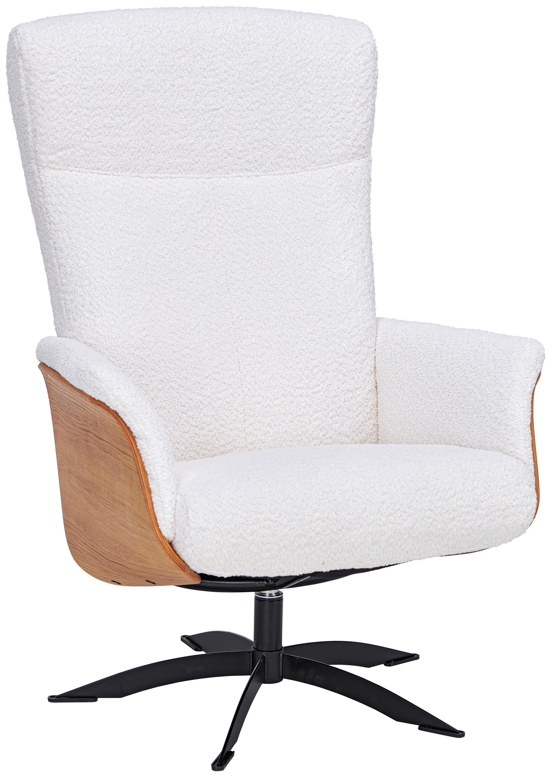 RELAXSESSEL Teddystoff Relaxfunktion    - Creme/Schwarz, Design, Holz/Textil (71/104/77cm) - Welnova
