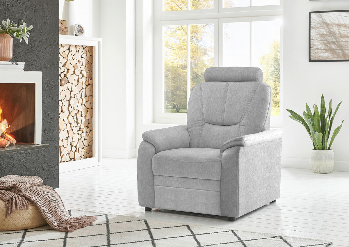 FERNSEHSESSEL Chenille Silberfarben  - Silberfarben/Schwarz, Konventionell, Kunststoff/Textil (90/96/89cm) - Beldomo Comfort