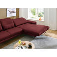 ECKSOFA in Echtleder Rot  - Rot/Schwarz, Design, Leder/Metall (332/193cm) - Dieter Knoll