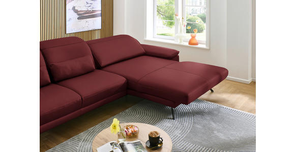 ECKSOFA in Echtleder Rot  - Rot/Schwarz, Design, Leder/Metall (332/193cm) - Dieter Knoll