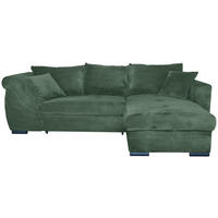 ECKSOFA Dunkelgrün Cord Zierkissen, Rückenkissen, Schlaffunktion, Rücken echt, Stauraum, Liegefläche im Originalstoff  - Dunkelgrün/Schwarz, KONVENTIONELL, Textil/Metall (258/168cm) - Carryhome