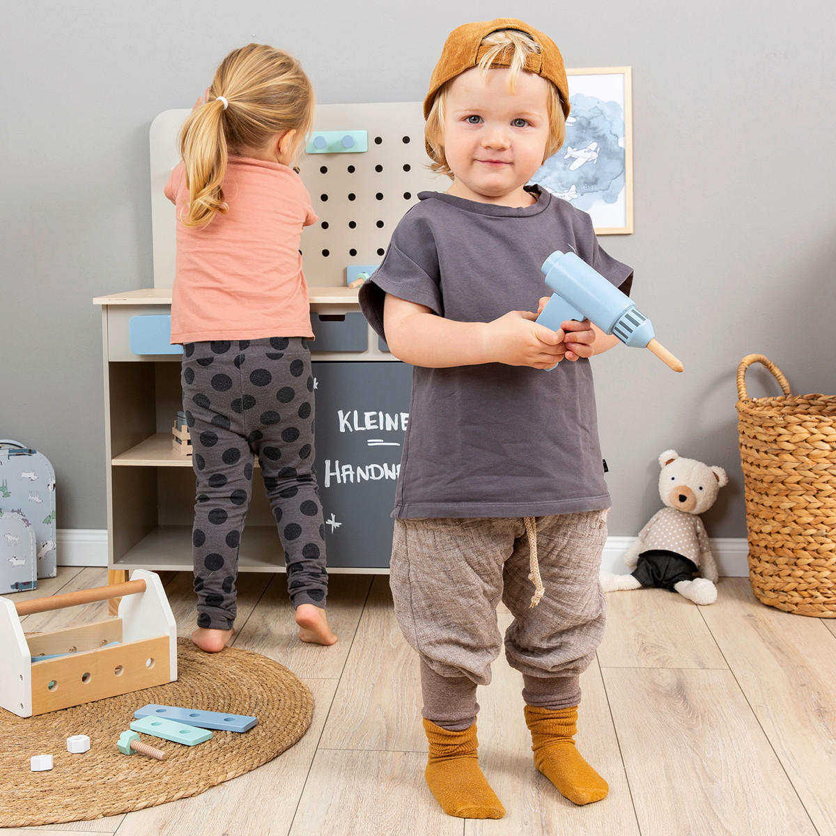 KINDERWERKBANK FAGUS  - Naturfarben/Grau, Basics, Holz/Holzwerkstoff (66/42/90cm) - MUSTERKIND