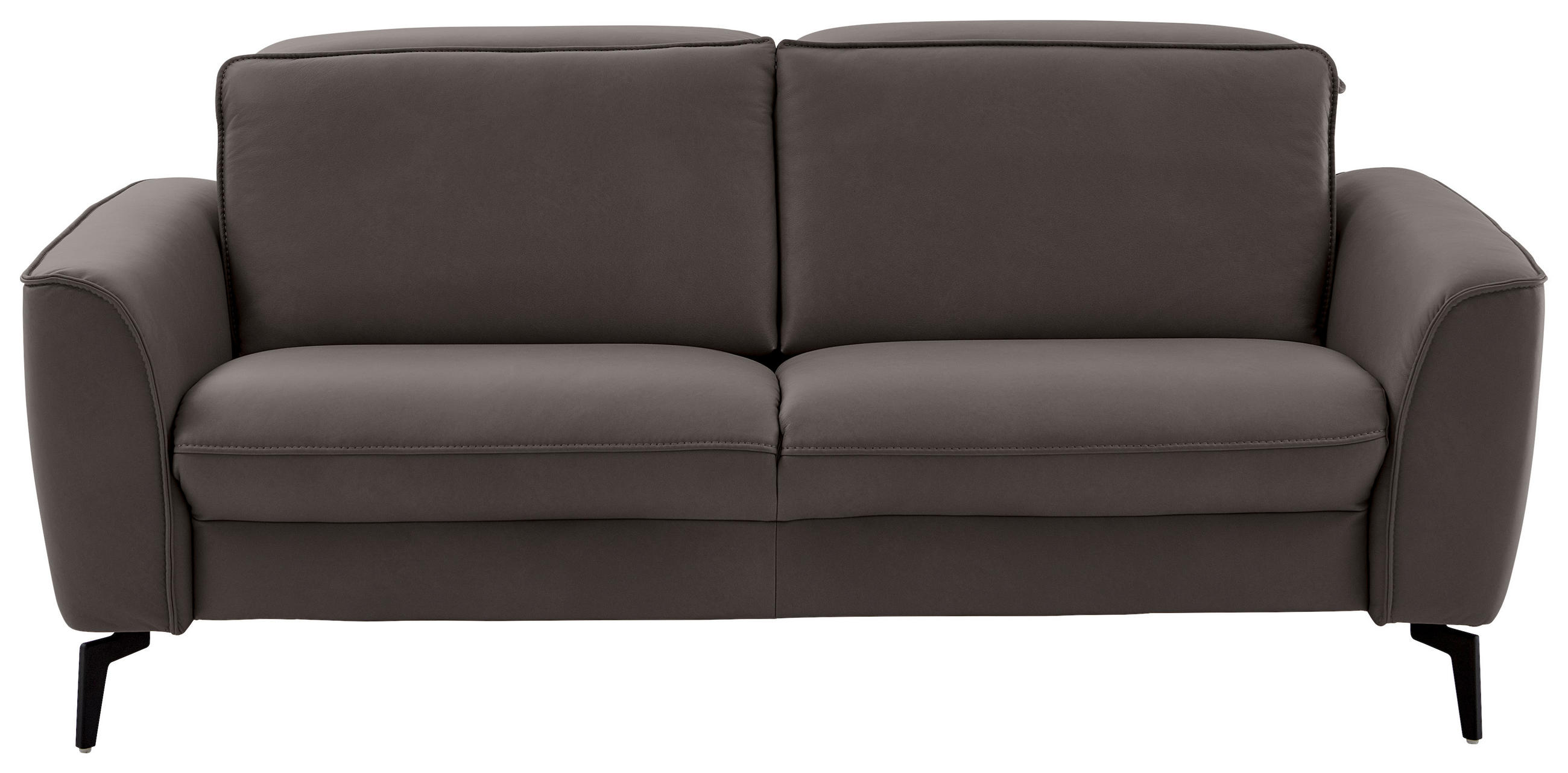 2,5-SITZER in Leder Dunkelgrau  - Dunkelgrau/Schwarz, Natur, Leder/Metall (194/81/110cm) - Valdera