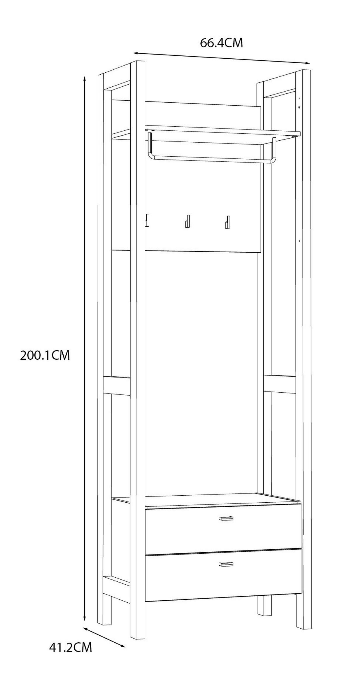 GARDEROBNI PANEL  bijela, boje hrasta   drvni materijal  - bijela/boje hrasta, Moderno, drvni materijal (67,2/200,1/41,2cm) - Hom`in