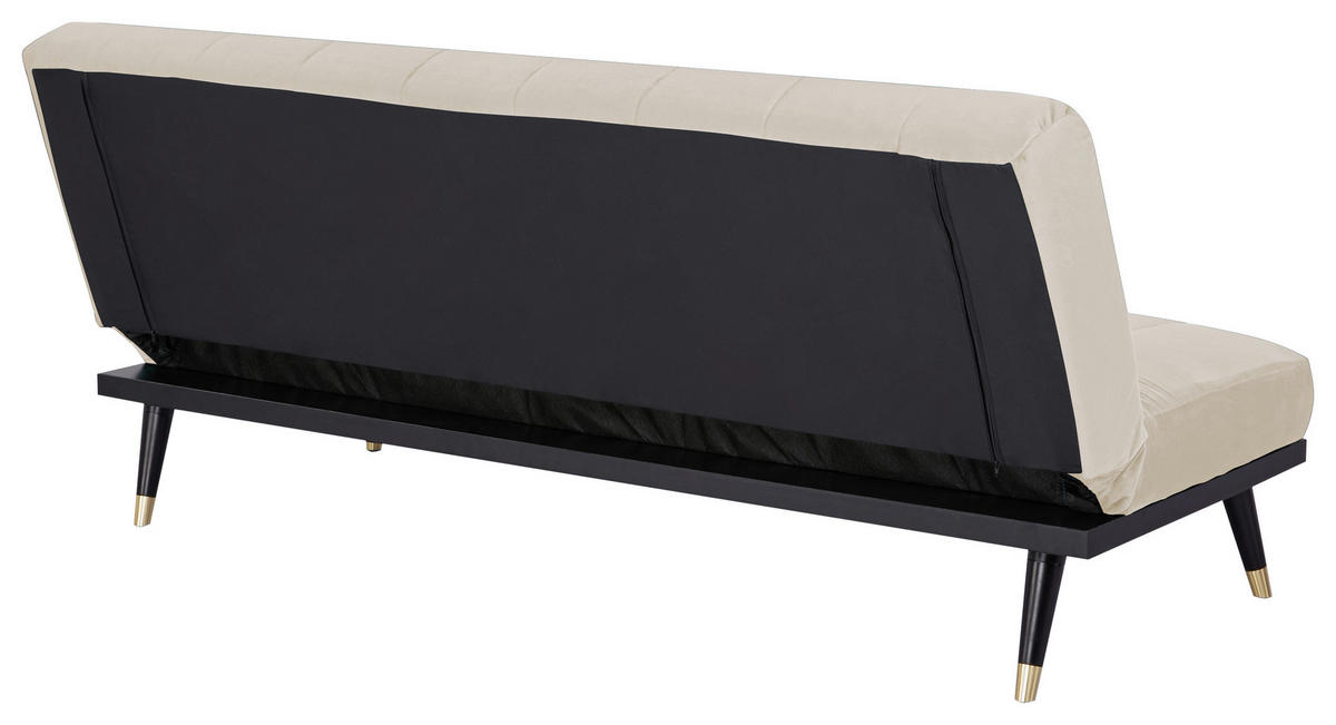 SCHLAFSOFA  in Velours Creme  - Creme/Schwarz, MODERN, Holz/Textil (181/82/83cm) - MID.YOU