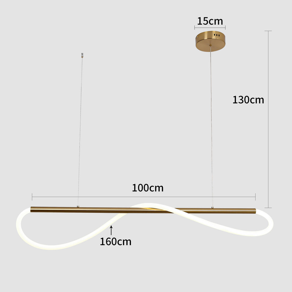 LED-HÄNGELEUCHTE Meleca  130/100/15 cm  - Schwarz, Design, Metall (130/100/15cm)