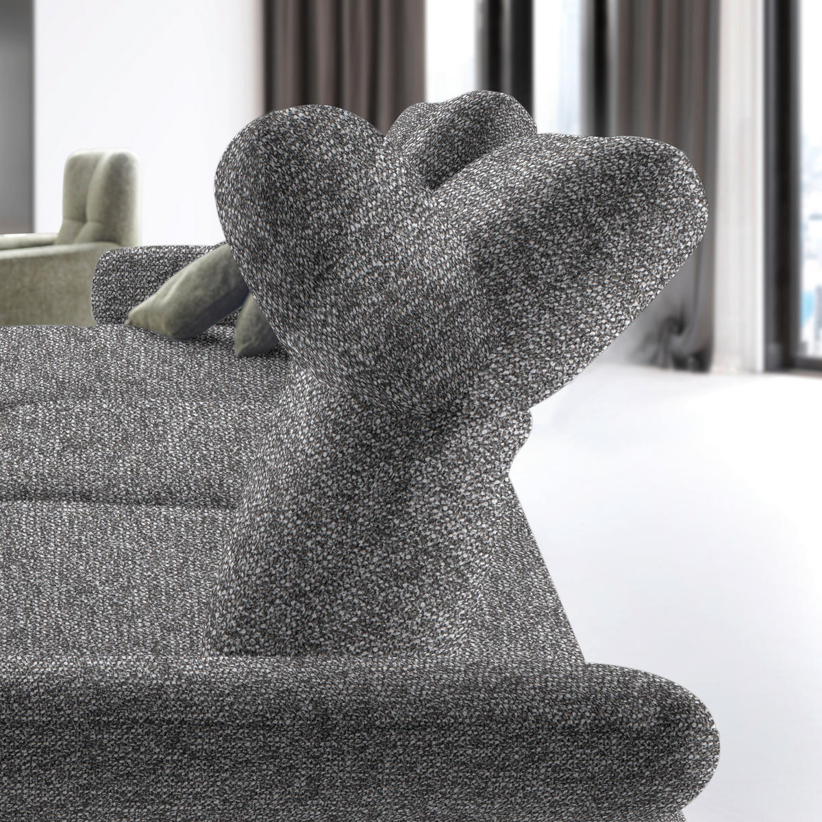 ECKSOFA in Chenille, Flachgewebe Grau  165/318 cm  - Schwarz/Grau, Design, Textil/Metall (165/318cm) - Xora