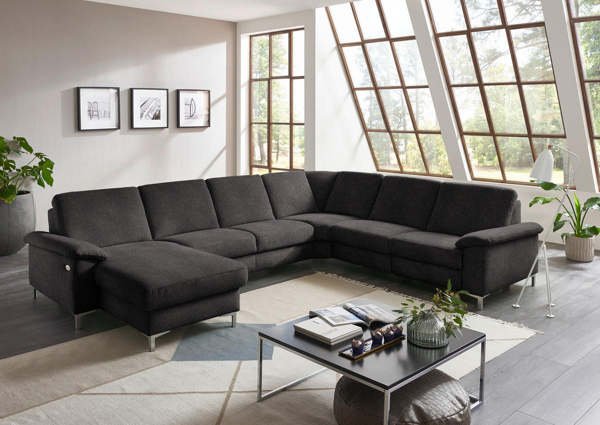 WOHNLANDSCHAFT in Chenille Graubraun  - Graubraun/Alufarben, Design, Textil/Metall (170/333/265cm) - Dieter Knoll